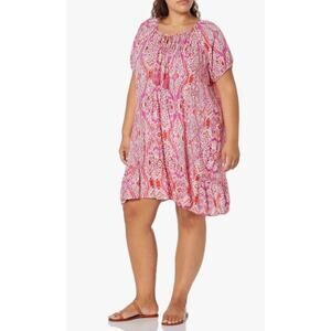 Avenue Avalon Crush Tunic in Pink Ikat - Size 16